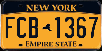NY license plate FCB1367