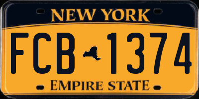 NY license plate FCB1374