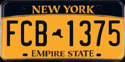 NY license plate FCB1375