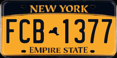 NY license plate FCB1377