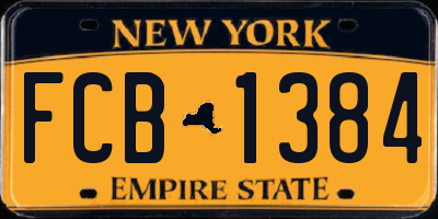 NY license plate FCB1384