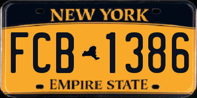 NY license plate FCB1386