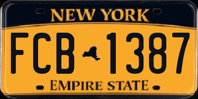 NY license plate FCB1387