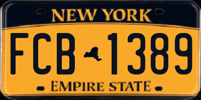 NY license plate FCB1389