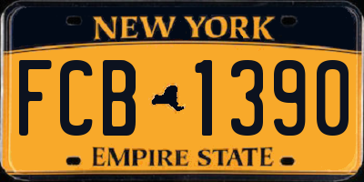 NY license plate FCB1390