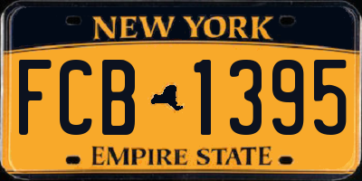 NY license plate FCB1395