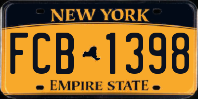 NY license plate FCB1398
