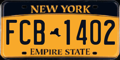 NY license plate FCB1402