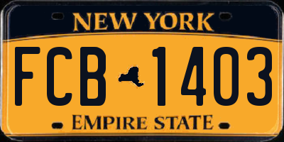 NY license plate FCB1403