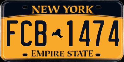 NY license plate FCB1474
