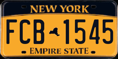 NY license plate FCB1545