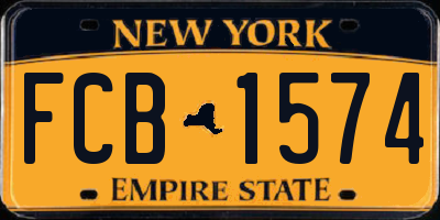 NY license plate FCB1574