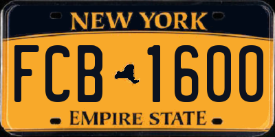 NY license plate FCB1600