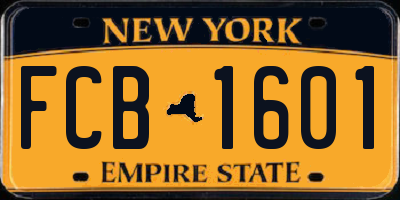 NY license plate FCB1601