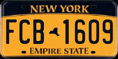 NY license plate FCB1609