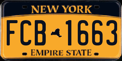 NY license plate FCB1663