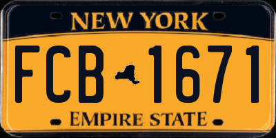 NY license plate FCB1671