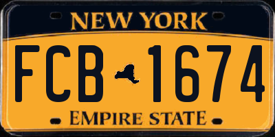 NY license plate FCB1674