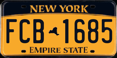 NY license plate FCB1685