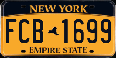 NY license plate FCB1699