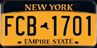 NY license plate FCB1701