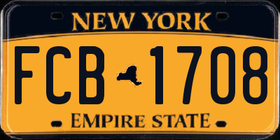 NY license plate FCB1708