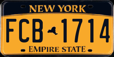 NY license plate FCB1714