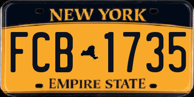 NY license plate FCB1735