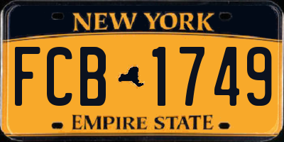 NY license plate FCB1749