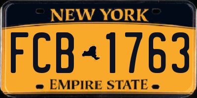 NY license plate FCB1763