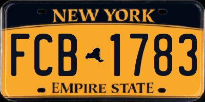 NY license plate FCB1783