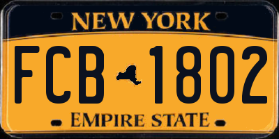 NY license plate FCB1802
