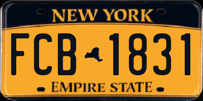 NY license plate FCB1831