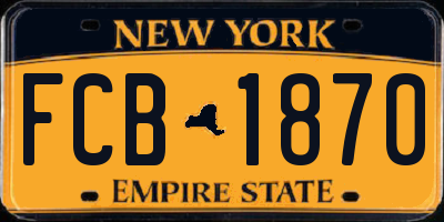 NY license plate FCB1870