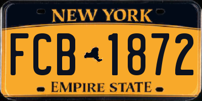 NY license plate FCB1872