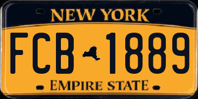 NY license plate FCB1889