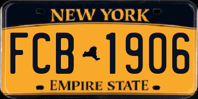 NY license plate FCB1906