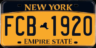 NY license plate FCB1920