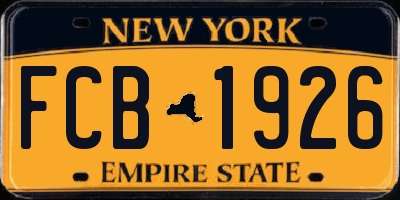 NY license plate FCB1926
