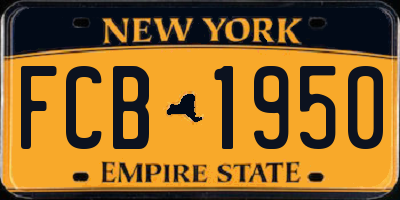 NY license plate FCB1950