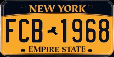 NY license plate FCB1968
