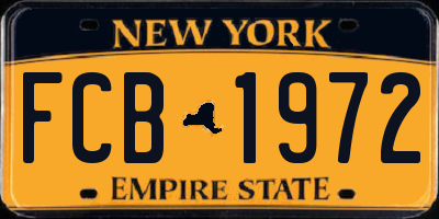 NY license plate FCB1972