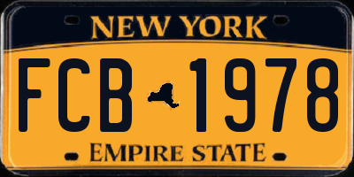 NY license plate FCB1978