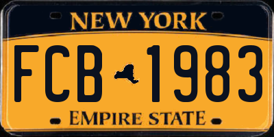 NY license plate FCB1983