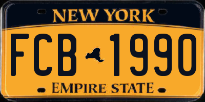 NY license plate FCB1990