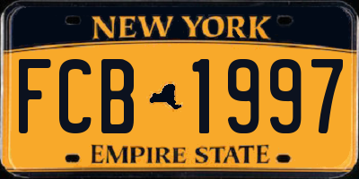 NY license plate FCB1997