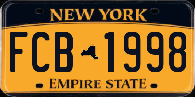 NY license plate FCB1998