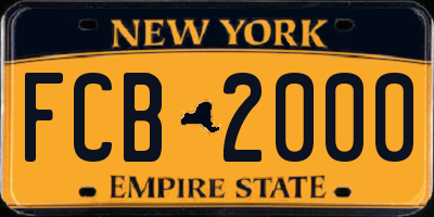 NY license plate FCB2000