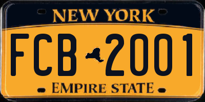 NY license plate FCB2001