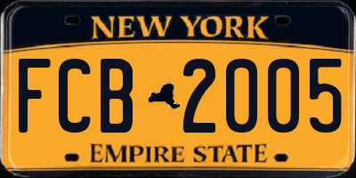 NY license plate FCB2005